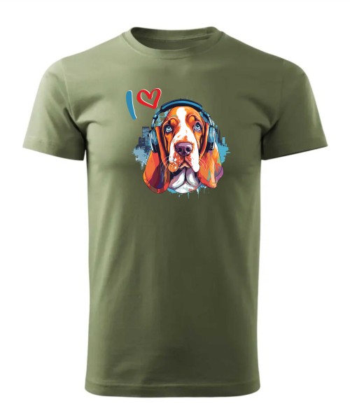 Basset w słuchawkach