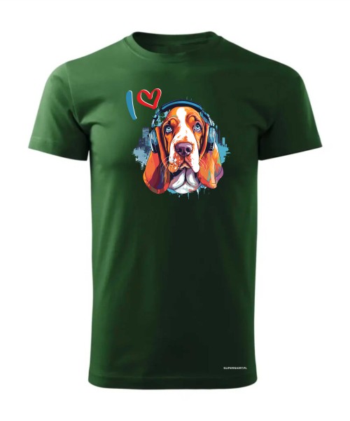 Basset w słuchawkach