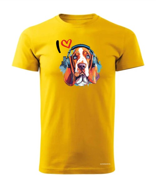 Basset w słuchawkach