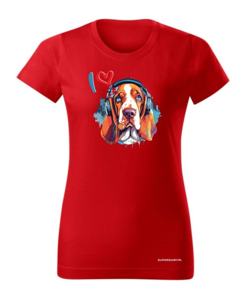 Basset w słuchawkach