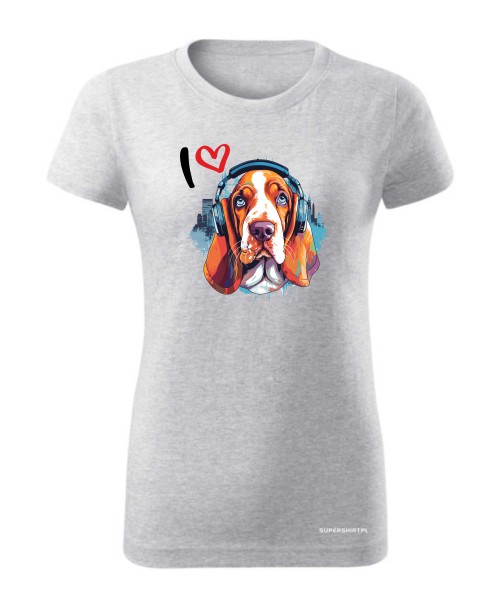 Basset w słuchawkach