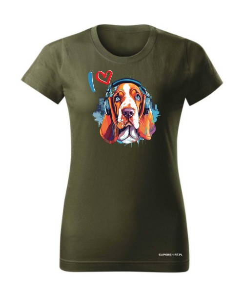Basset w słuchawkach