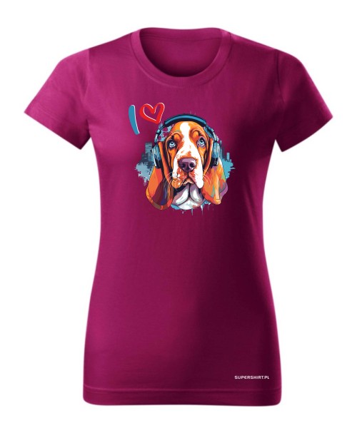 Basset w słuchawkach