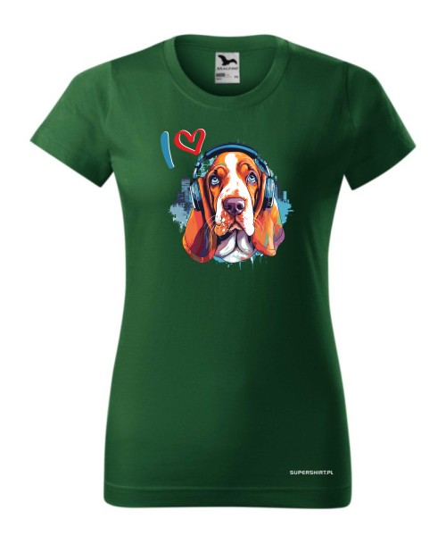 Basset w słuchawkach