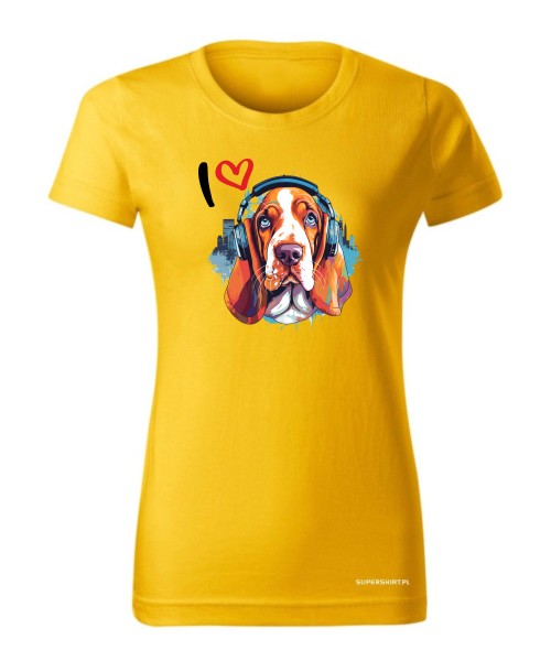 Basset w słuchawkach