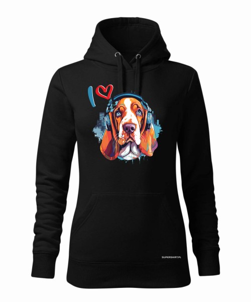 Basset w słuchawkach