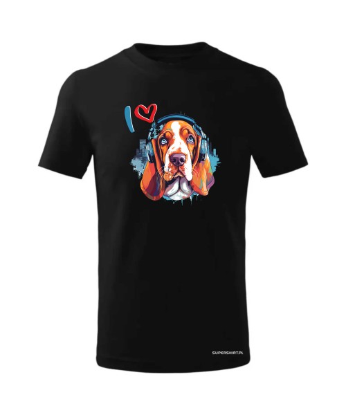 Basset w słuchawkach